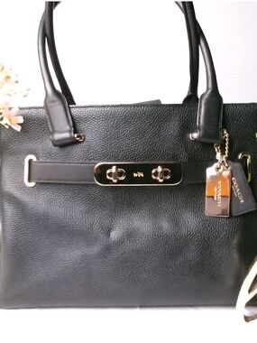Coach Black Pebbled Leather Satchel with Gold Hardware